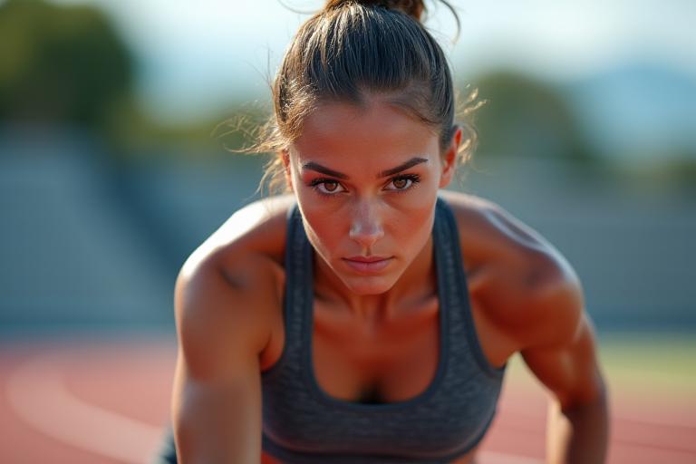 Athlet beim Training, Fokus auf Sporternährung
